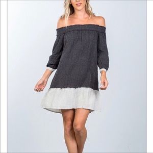 Off-The-Shoulder Black And White Dress